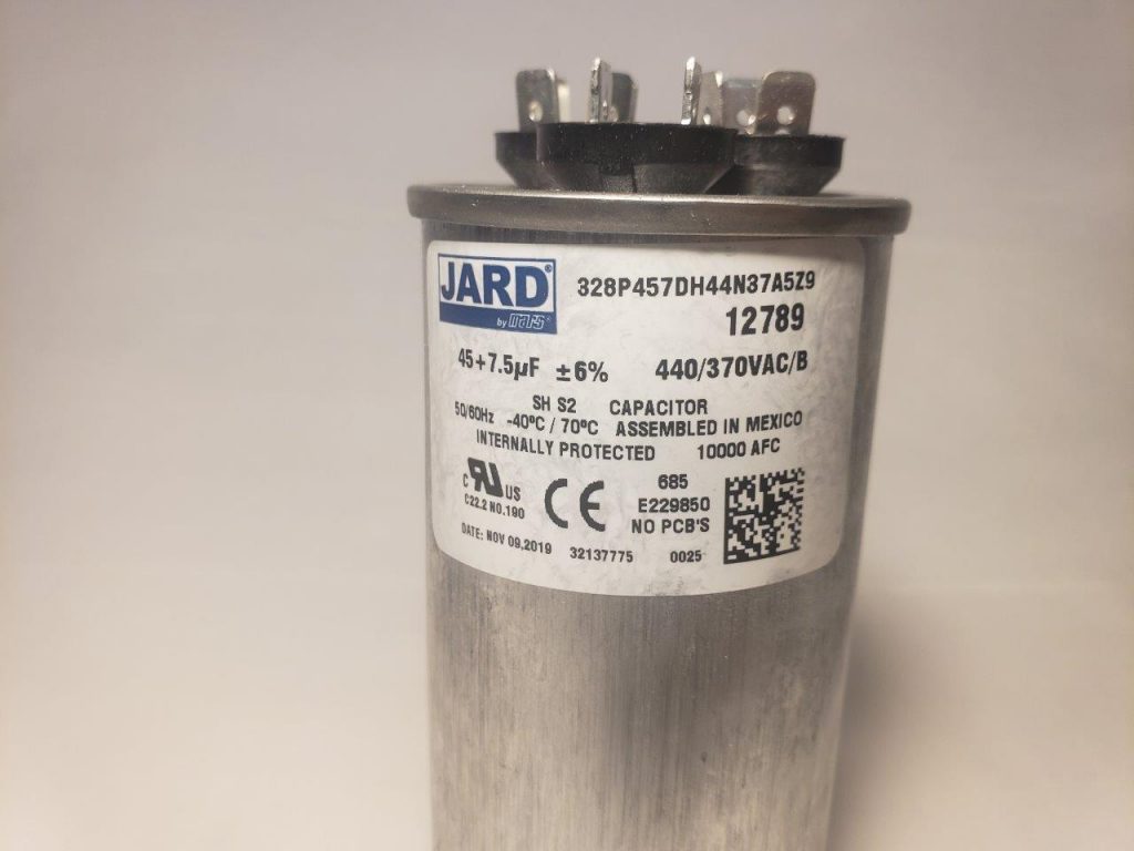 45 7 5 Mfd X 370 Or 440 Vac Motor Dual Run Capacitor Round Jard 12789 Chicago Hvac Tools And