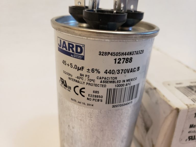 JARD 45 + 5 MFD X 370 Or 440 VAC Motor Dual Run Capacitor Round 12788 ...