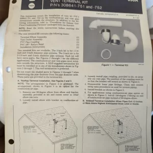 Bryant 2″ Vent Terminal Kit 308641-751 & -752 Rooftop Combustion-Air Vent Pipe 398A