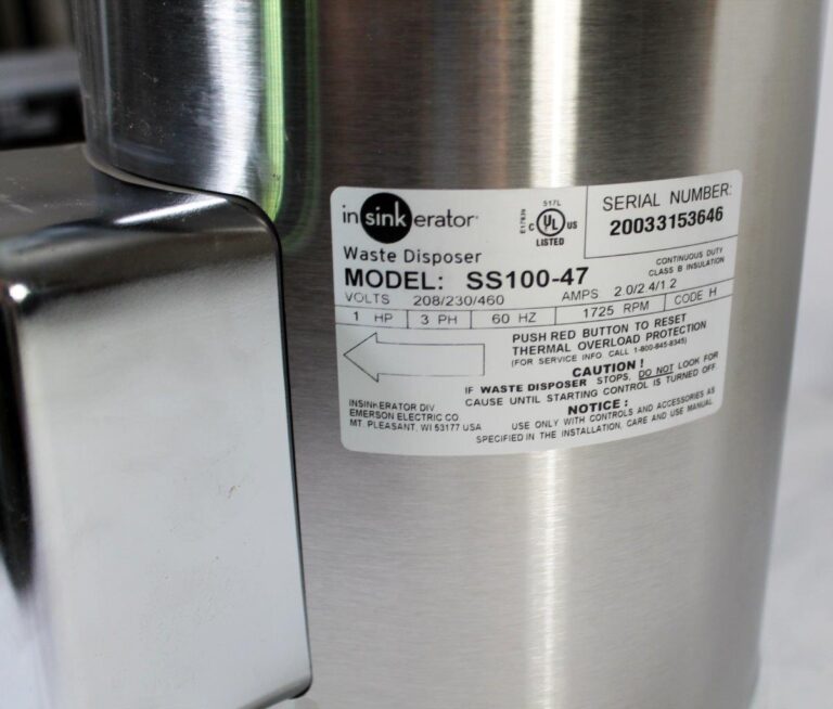 InSinkErator SS100-47 Commercial Disposer 1 HP 208-230/460V 3 Phase ...