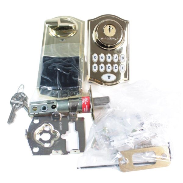 Kwikset Smart Code 914 Traditional Electronic Deadbolt with Z-Wave Technology Polished Brass