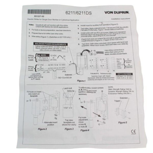 Von Duprin 6211 US32D 24VDC FSE Electric Strike