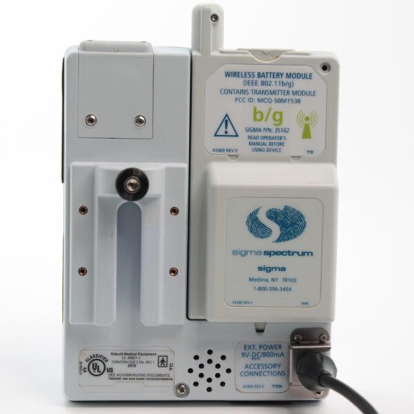 Baxter Sigma Spectrum v6 ser. 1026675 or ser.1031222 (129763) Infusion Pump Wireless Battery B/G, Power Supply, Clamp