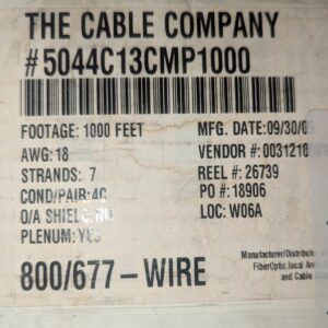 Partial Box of Cable | The Cable Company #5044C13CMP1000 | 18 AWG, 4C | 542 Feet